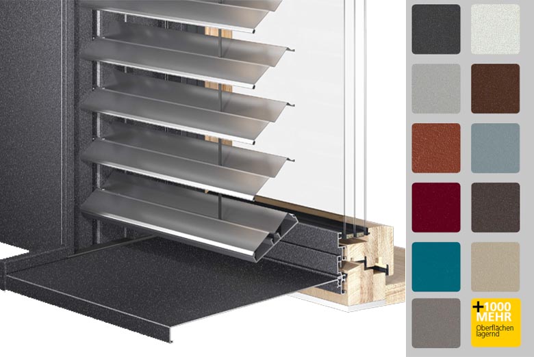 Technischer Aufbau des System GS Perfect mit Fensterbank und Raffstore